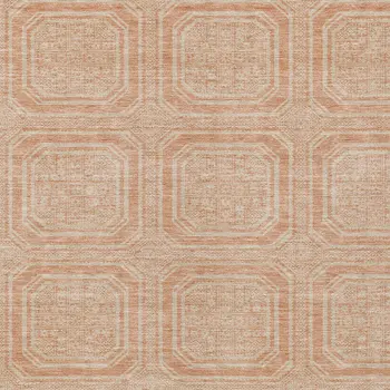 9' X 12' Peach And Beige Geometric Washable Indoor Outdoor Area Rug