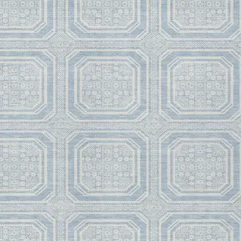 10' X 14' Sky Blue And Ivory Geometric Washable Indoor Outdoor Area Rug