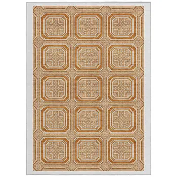 5' X 8' Terra Cotta And Ivory Geometric Washable Indoor Outdoor Area Rug