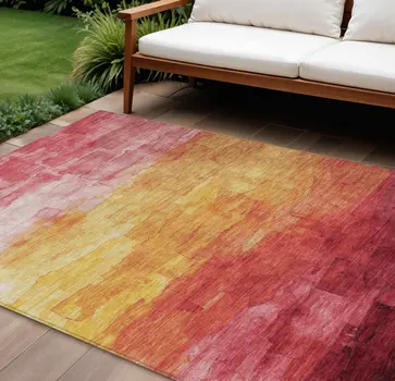 8' X 10' Blush And Pink Striped Washable Indoor Outdoor Area Rug