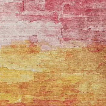 9' X 12' Blush And Pink Striped Washable Indoor Outdoor Area Rug