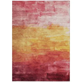 10' X 14' Blush And Pink Striped Washable Indoor Outdoor Area Rug