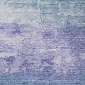 3' X 5' Denim Blue And Sky Blue Striped Washable Indoor Outdoor Area Rug