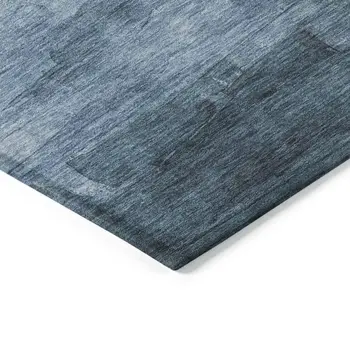 8' Denim Blue And Sky Blue Round Striped Washable Indoor Outdoor Area Rug