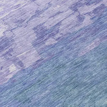 8' Denim Blue And Sky Blue Round Striped Washable Indoor Outdoor Area Rug