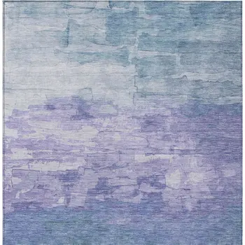 10' X 14' Denim Blue And Sky Blue Striped Washable Indoor Outdoor Area Rug