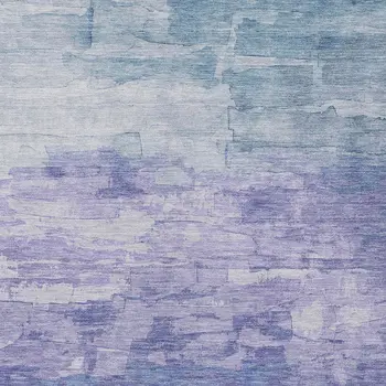 10' X 14' Denim Blue And Sky Blue Striped Washable Indoor Outdoor Area Rug