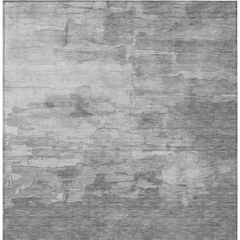 5' X 8' Gray And Silver Striped Washable Indoor Outdoor Area Rug