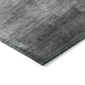 8' X 10' Gray And Silver Striped Washable Indoor Outdoor Area Rug