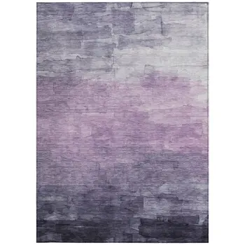 3' X 5' Lavender And Lilac Striped Washable Indoor Outdoor Area Rug