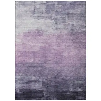 3' X 5' Lavender And Lilac Striped Washable Indoor Outdoor Area Rug