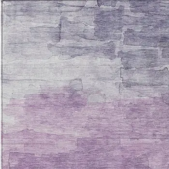 5' X 8' Lavender And Lilac Striped Washable Indoor Outdoor Area Rug