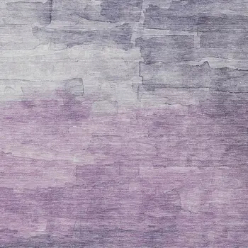 9' X 12' Lavender And Lilac Striped Washable Indoor Outdoor Area Rug