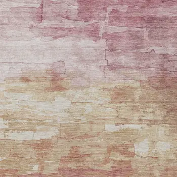 3' X 5' Mauve And Pink Striped Washable Indoor Outdoor Area Rug