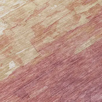 8' Mauve And Pink Round Striped Washable Indoor Outdoor Area Rug