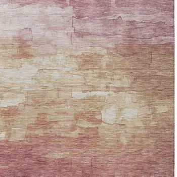 9' X 12' Mauve And Pink Striped Washable Indoor Outdoor Area Rug