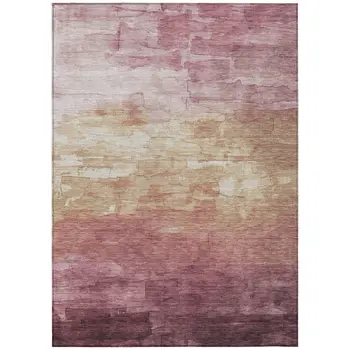 10' X 14' Mauve And Pink Striped Washable Indoor Outdoor Area Rug