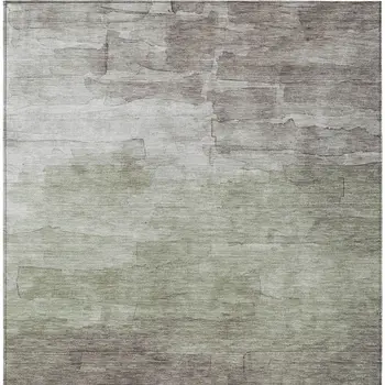 9' X 12' Taupe And Brown Striped Washable Indoor Outdoor Area Rug