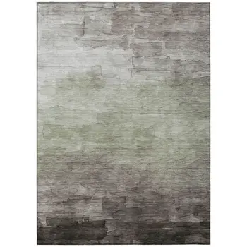 9' X 12' Taupe And Brown Striped Washable Indoor Outdoor Area Rug