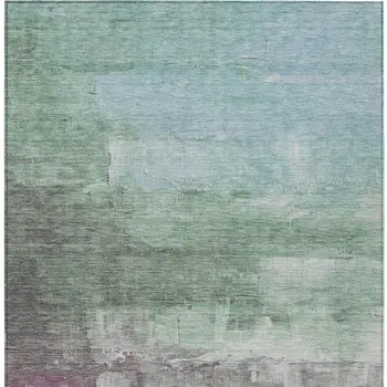 5' X 8' Artichoke Green And Mint Green Abstract Washable Indoor Outdoor Area Rug