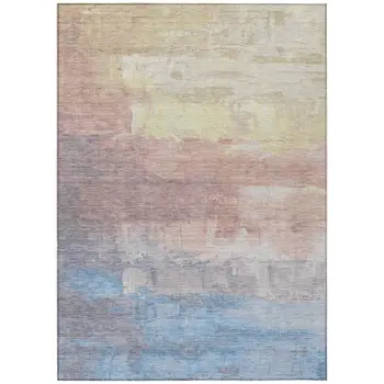 3' X 5' Beige And Salmon Abstract Washable Indoor Outdoor Area Rug