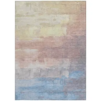 5' X 8' Beige And Salmon Abstract Washable Indoor Outdoor Area Rug