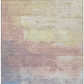 5' X 8' Beige And Salmon Abstract Washable Indoor Outdoor Area Rug