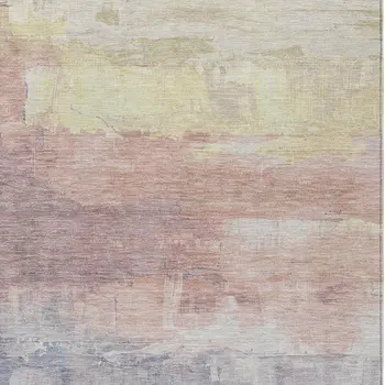 8' X 10' Beige And Salmon Abstract Washable Indoor Outdoor Area Rug