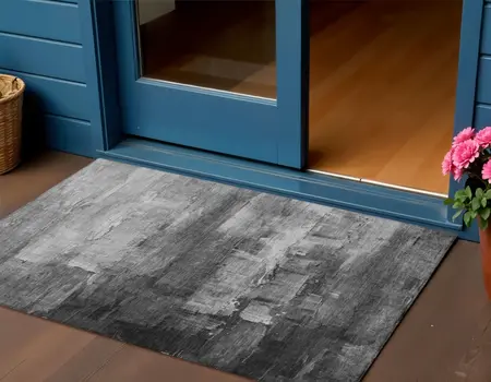 3' X 5' Gray And Silver Abstract Washable Indoor Outdoor Area Rug