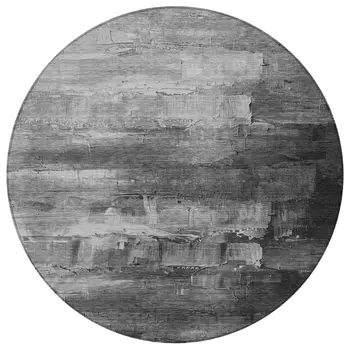 8' Gray And Silver Round Abstract Washable Indoor Outdoor Area Rug