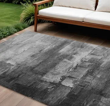 8' X 10' Gray And Silver Abstract Washable Indoor Outdoor Area Rug