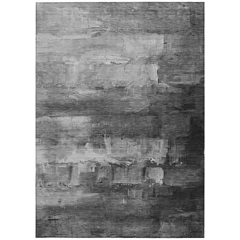 8' X 10' Gray And Silver Abstract Washable Indoor Outdoor Area Rug