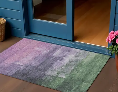 3' X 5' Lavender And Lilac Abstract Washable Indoor Outdoor Area Rug