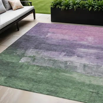 5' X 8' Lavender And Lilac Abstract Washable Indoor Outdoor Area Rug