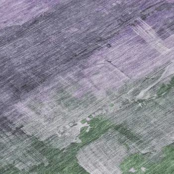 8' Lavender And Lilac Round Abstract Washable Indoor Outdoor Area Rug