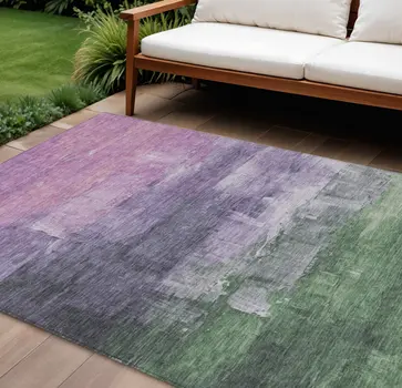 10' X 14' Lavender And Lilac Abstract Washable Indoor Outdoor Area Rug