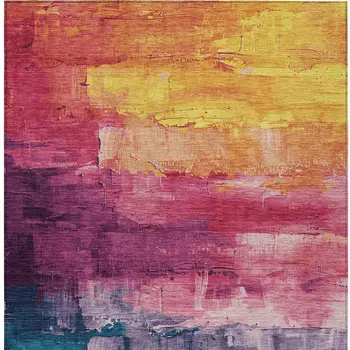 3' X 5' Merlot And Blush Abstract Washable Indoor Outdoor Area Rug