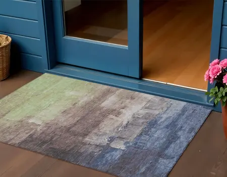 3' X 5' Brown And Taupe Abstract Washable Indoor Outdoor Area Rug