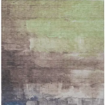 10' X 14' Brown And Taupe Abstract Washable Indoor Outdoor Area Rug