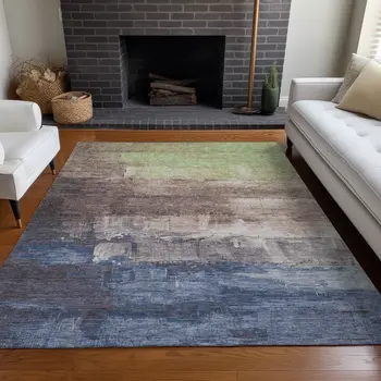 10' X 14' Brown And Taupe Abstract Washable Indoor Outdoor Area Rug