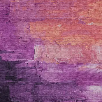 8' X 10' Purple Salmon And Green Abstract Washable Indoor Outdoor Area Rug