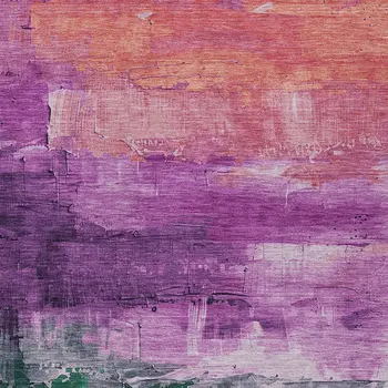 9' X 12' Purple Salmon And Green Abstract Washable Indoor Outdoor Area Rug