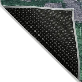 10' X 14' Purple Salmon And Green Abstract Washable Indoor Outdoor Area Rug