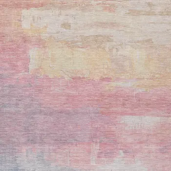 5' X 8' Salmon And Beige Abstract Washable Indoor Outdoor Area Rug