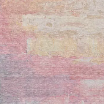8' X 10' Salmon And Beige Abstract Washable Indoor Outdoor Area Rug