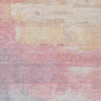 9' X 12' Salmon And Beige Abstract Washable Indoor Outdoor Area Rug