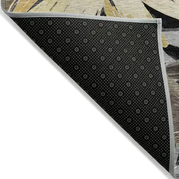 3' X 5' Black And Gray Floral Washable Indoor Outdoor Area Rug