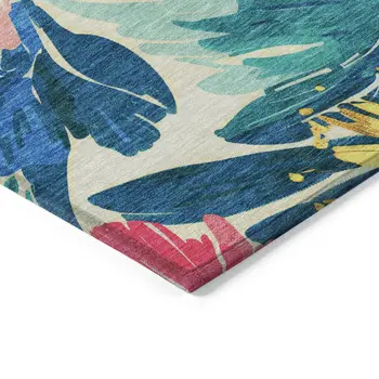 3' X 5' Blush And Pink Floral Washable Indoor Outdoor Area Rug