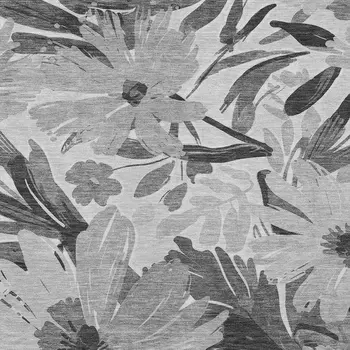 3' X 5' Gray And Charcoal Floral Washable Indoor Outdoor Area Rug