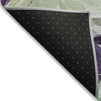 3' X 5' Purple And Lavender Floral Washable Indoor Outdoor Area Rug